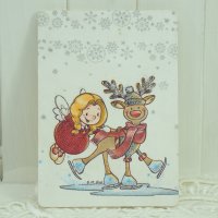 Weihnachtskarte Handarbeit Postkarte Holz Holzkarte...
