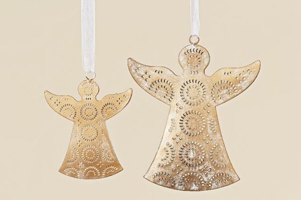 Hänger Weihnachten Engel Fensterschmuck Metall Dekohänger Ornament gold-farben