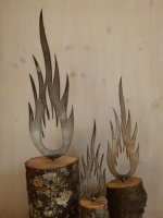 Flamme Metall grau Kerze Advent Weihnachten Garten Dekoration 3 Größen