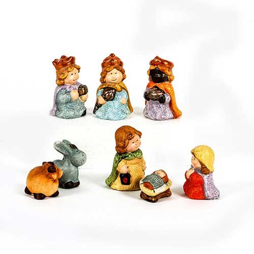 Weichnachten 8 teiliges Set Krippefiguren Krippenfiguren Kinderkrippe Keramik