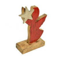 Engel Holzengel rot silber Weihnachten Landhausstil Weihnachtsdekoration 19 cm