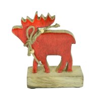 Elch Holzelch rot Weihnachten Landhausstil Weihnachtsdekoration Holz 15 cm