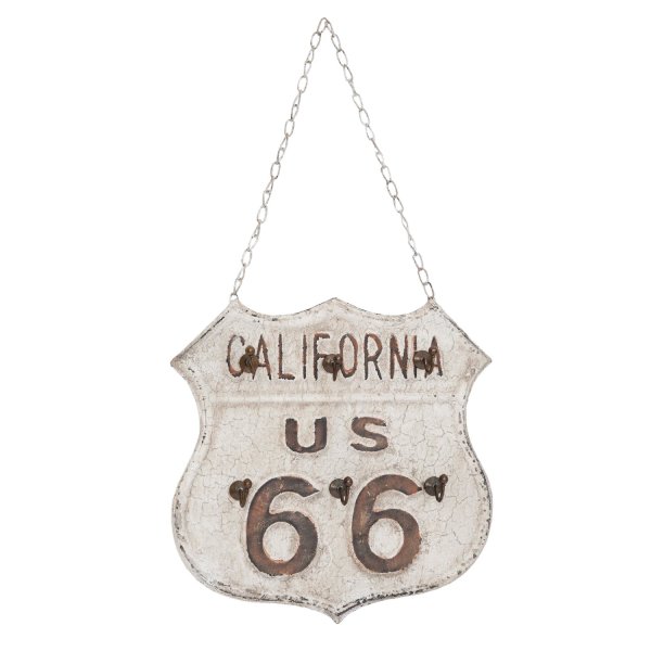 Blechschild mit Haken California U.S.66 Shabby Stil Türschild Vintage Dekoschild