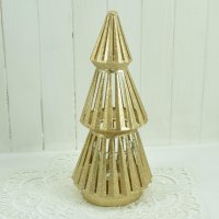 Teelichthalter Tannenbaum Kerzenhalter Weihnachten Metall gold 22 cm