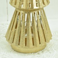 Teelichthalter Tannenbaum Kerzenhalter Weihnachten Metall gold 22 cm