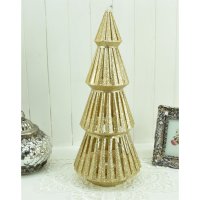 Teelichthalter Tannenbaum Kerzenhalter Weihnachten Metall gold 30 cm