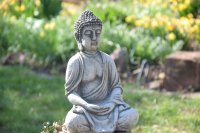 Buddha sitzend Statue grau aus Polyresin Dekofigur Feng...