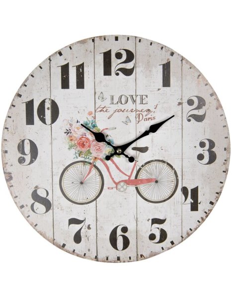 Clayre & Eef Wanduhr Fahrrad Uhr Love Paris Landhaus Vintage 34 cm