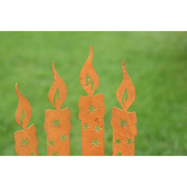 Rost Flamme Metall 14cm Kerze Advent Weihnachten Garten Dekoration 4 Beetstecker