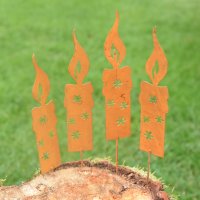 Rost Flamme Metall 14cm Kerze Advent Weihnachten Garten Dekoration 4 Beetstecker