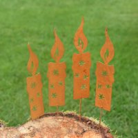 Rost Flamme Metall 14cm Kerze Advent Weihnachten Garten...