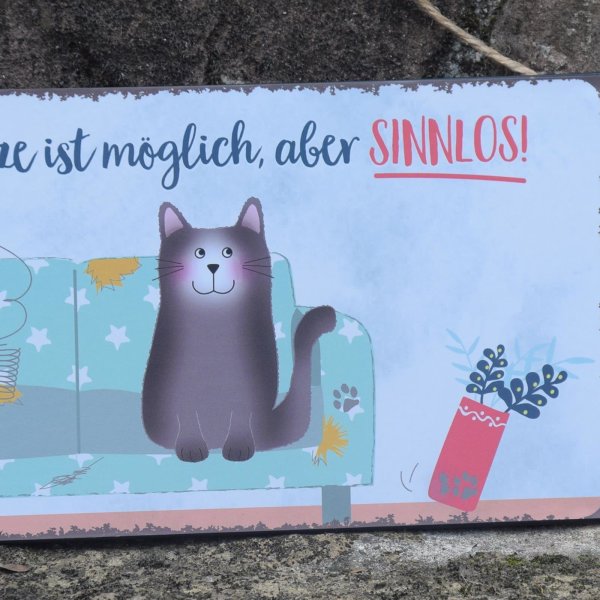 Blechschild Katze Kein Heim ohne Sphynx Metallschild 20x30 cm inkl 4 Magneten 