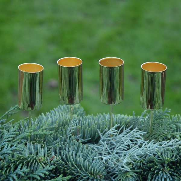 Adventskranzstecker Kerzenhalter 2,2 cm Metall gold Kerzenleuchter Adventskranz