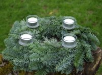 Adventskranzstecker Kerzenhalter Metall silber Glas Teelicht Kerzenleuchter 4 er
