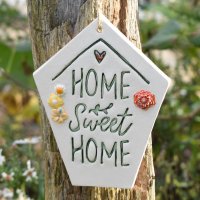 Keramikschild Home Sweet Home aus Keramik, handgetöpfert 12 x 15 cm